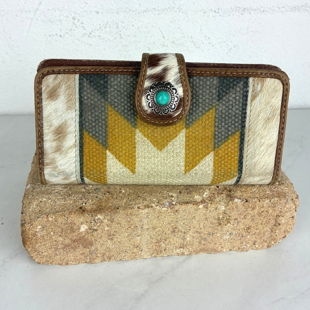 United Supply Co Brown Cowhide Concho Wallet - OS - Boho Western Southwestern